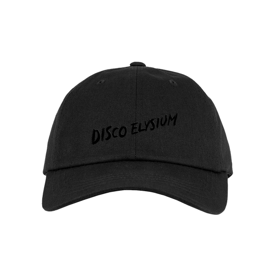 Black baseball cap with ’DISCO ELYSIUM’ embroidered on the front.