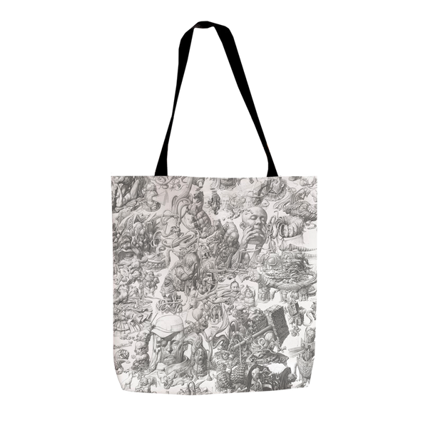 THOUGHT CABINET GRAYSCALE TOTE BAG
